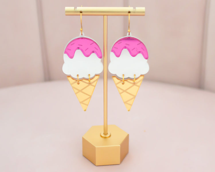 Ice Cream Cone Acrylic Earrings