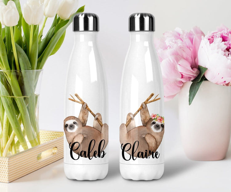 Sloth Water Bottle Couple Gift Set Stainless Steel Tumbler