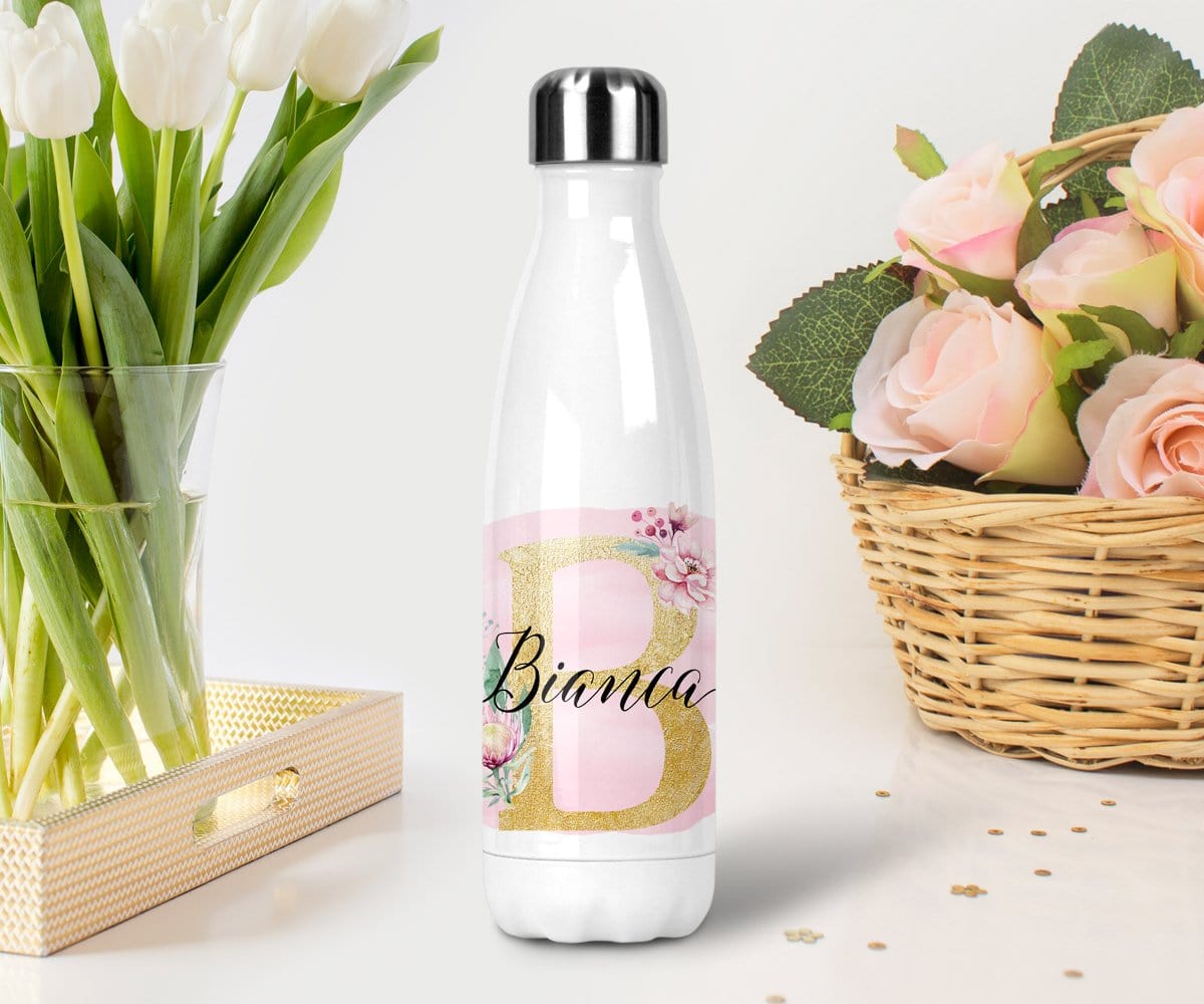 Monogrammed Initial Floral Water Bottle Bridesmaid Gift