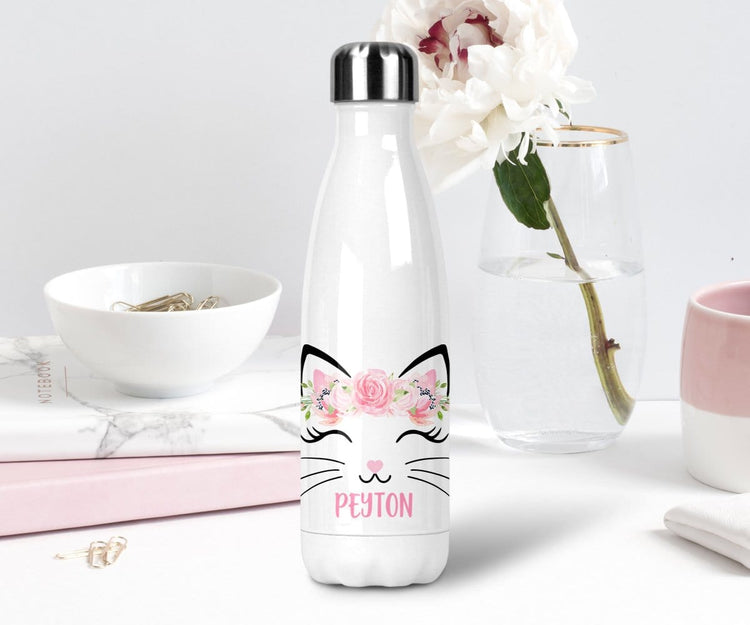 Cat Lover Gift Personalized Stainless Steel Water Bottle