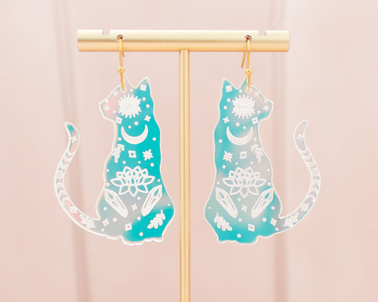 Mystic Cat Holographic Acrylic Earrings