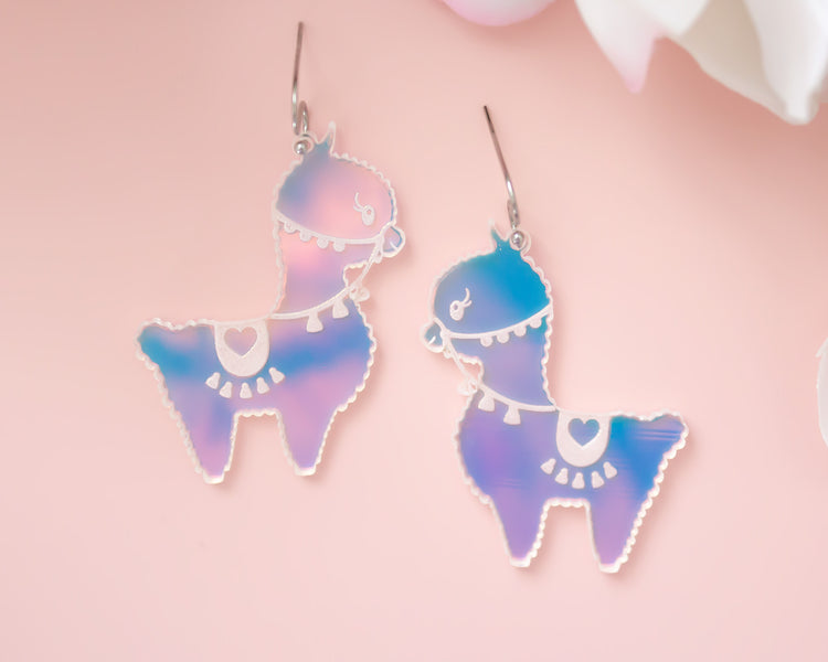 Llama Holographic Acrylic Earrings