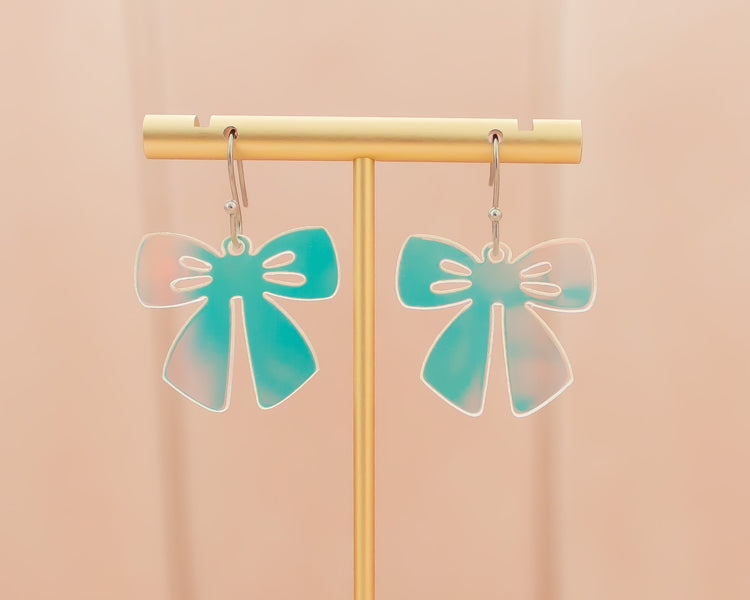Small Bow Holographic Acrylic Earrings