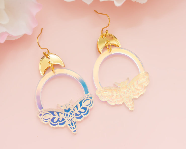 Moth Celestial Holographic Acrylic Earrings