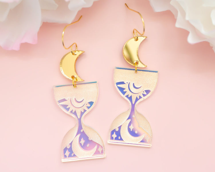 Hourglass Celestial Holographic Acrylic Earrings