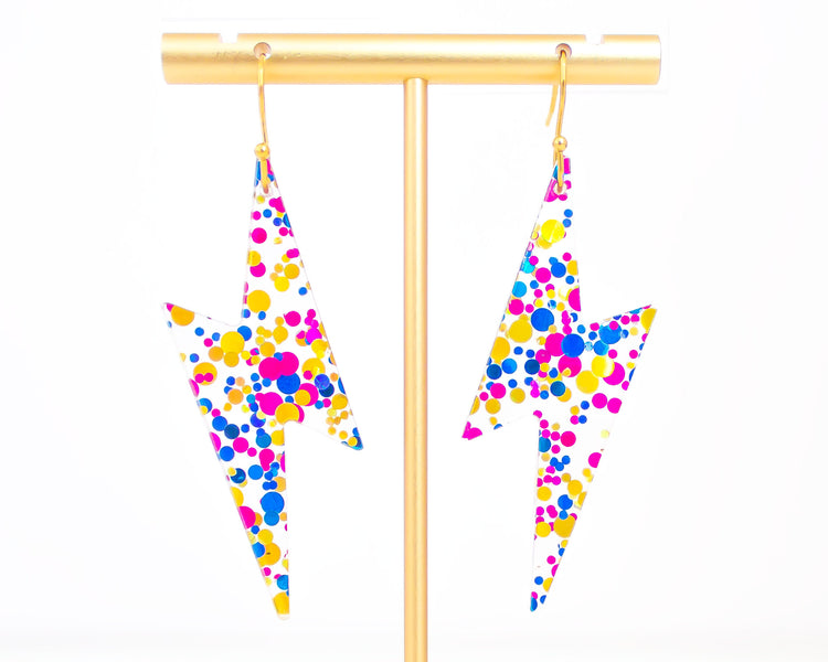 Lightning Bolt Confetti Acrylic Earrings