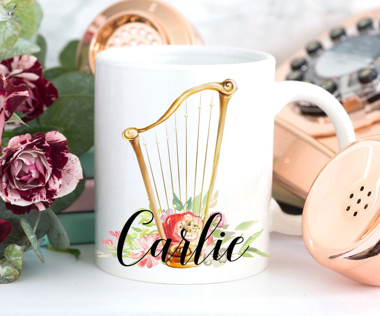 Personalized Harp Mug Harpist Gift