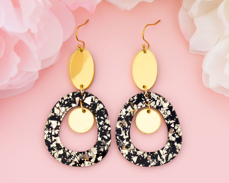 Black & Gold Geometric Earrings