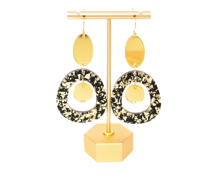 Black & Gold Geometric Earrings