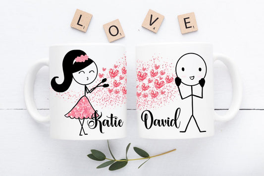 Stick Figures Couple Mug Set Anniversary Gift