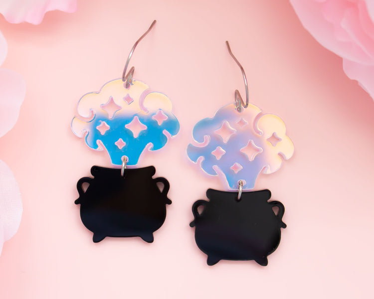 Witch Cauldron Holographic Acrylic Earrings