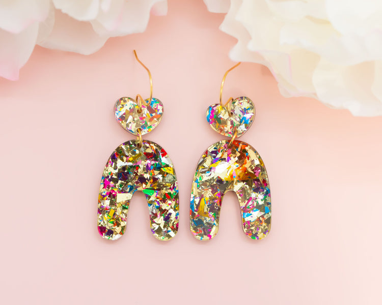 Heart Arch Gold Geometric Earrings