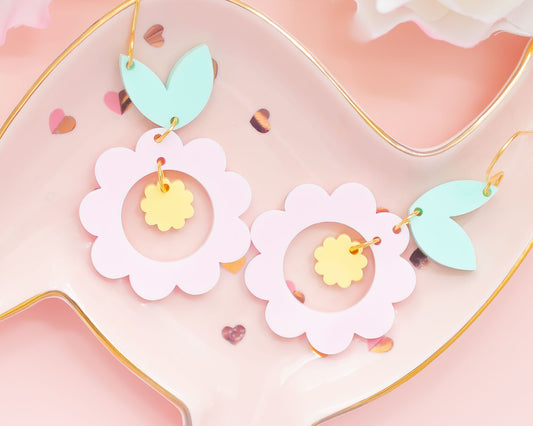 Pastel Flower Acrylic Earrings