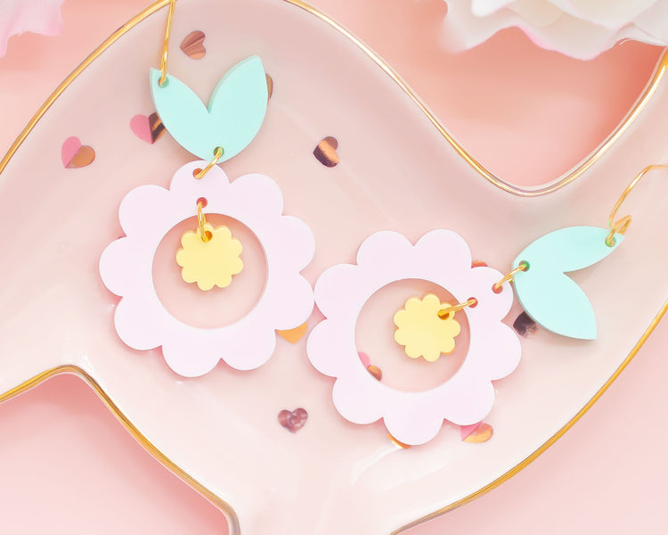 Pastel Flower Acrylic Earrings