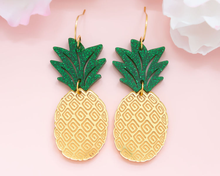 Pineapple Mirror Acrylic Earrings