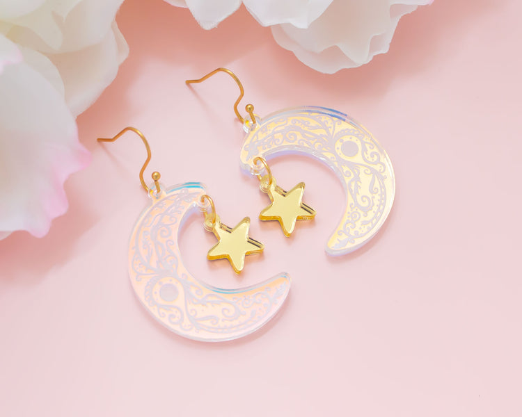 Moon & Star Celestial Acrylic Earrings