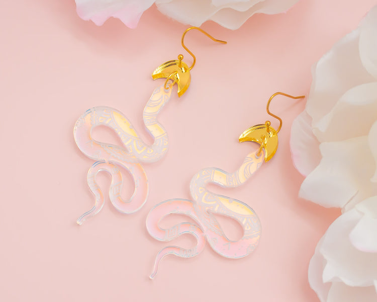 Holographic Snake Celestial Acrylic Earrings
