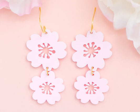 Pastel Cherry Blossom Acrylic Earrings