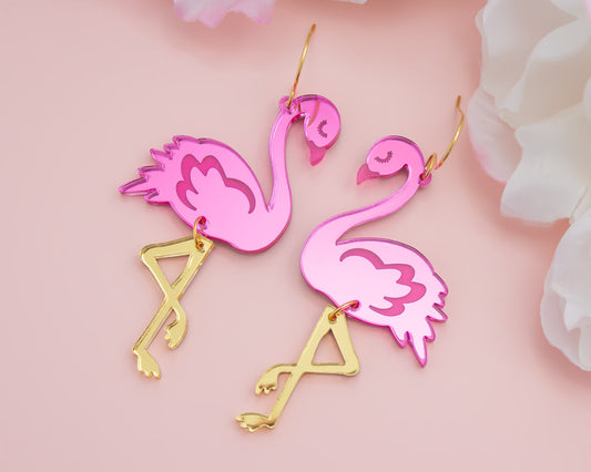 Flamingo Mirror Acrylic Earrings