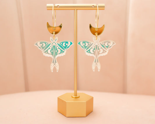 Celestial Moth Holographic Acrylic Hoop Earrings