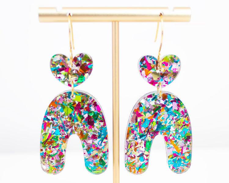 Heart Arch Multi-Colour Geometric Earrings