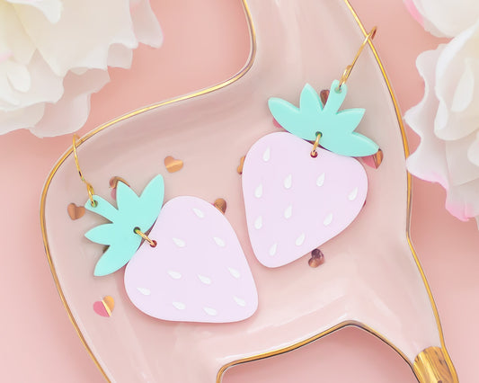 Pastel Strawberry Acrylic Earrings