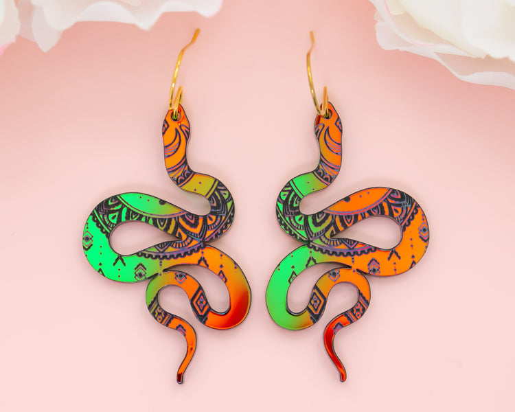 Holographic Snake Acrylic Earrings