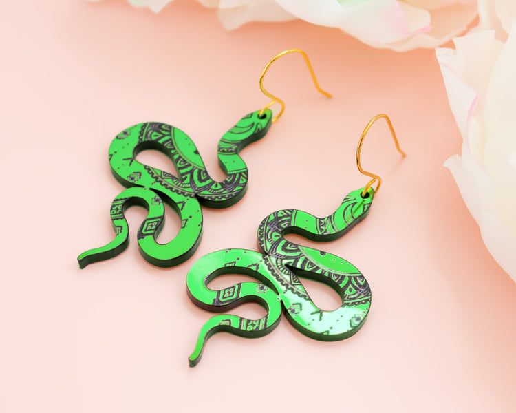 Holographic Snake Acrylic Earrings