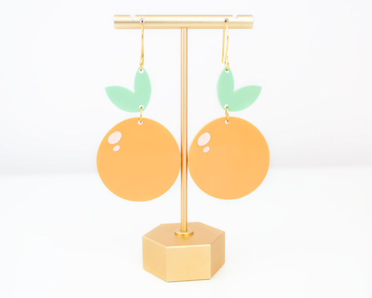 Pastel Orange Fruit Acrylic Earrings