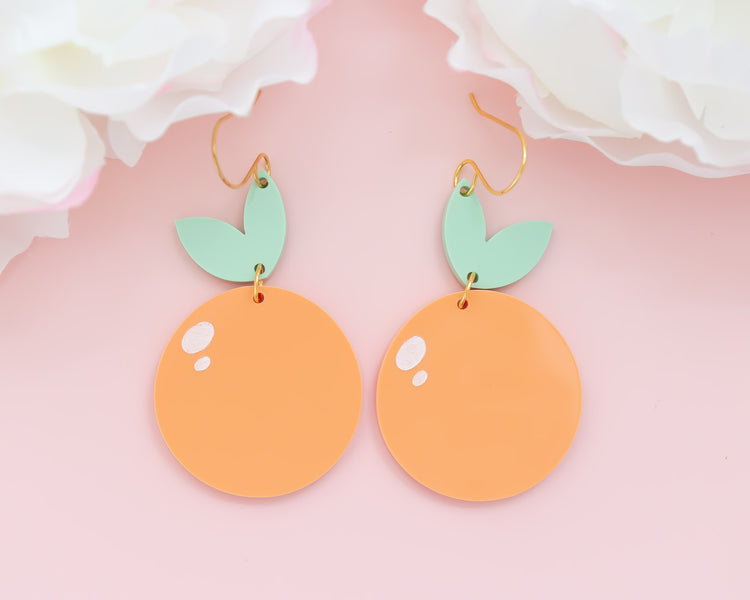 Pastel Orange Fruit Acrylic Earrings