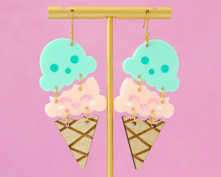 Double Scoop Ice Cream Cone Earrings