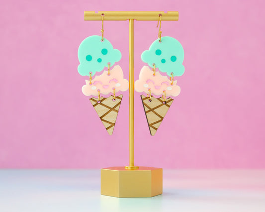 Double Scoop Ice Cream Cone Earrings