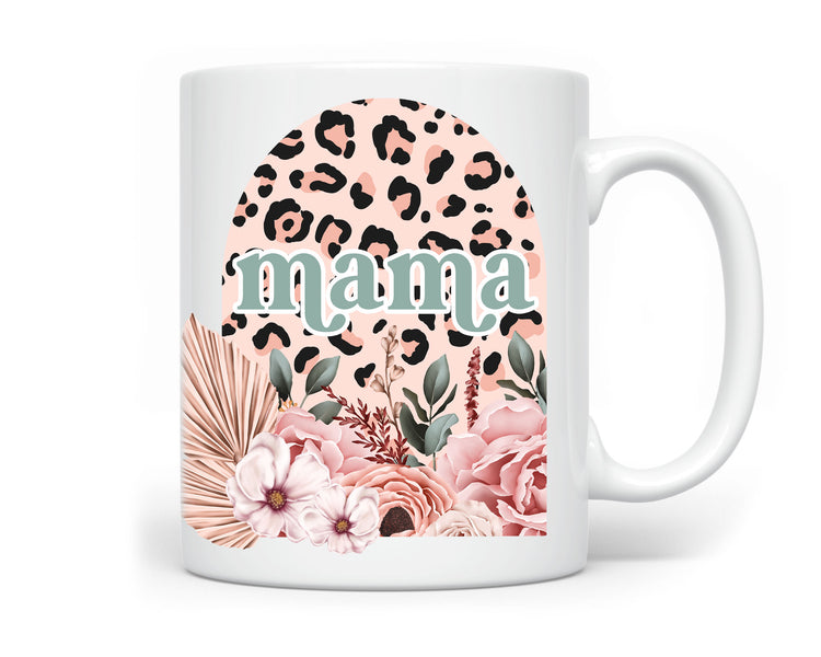 Mama Leopard Floral Mug