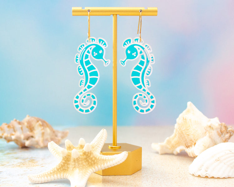 Sea Horse Holographic Acrylic Earrings