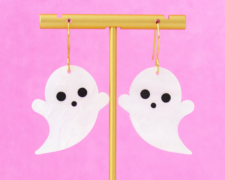 Cute Boo Ghost Acrylic Halloween Earrings