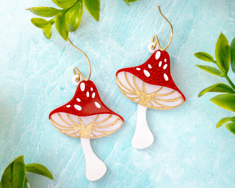 Mushroom Acrylic Earrings