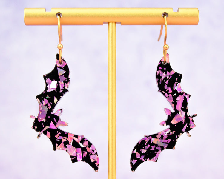 Purple & Black Bat Earrings