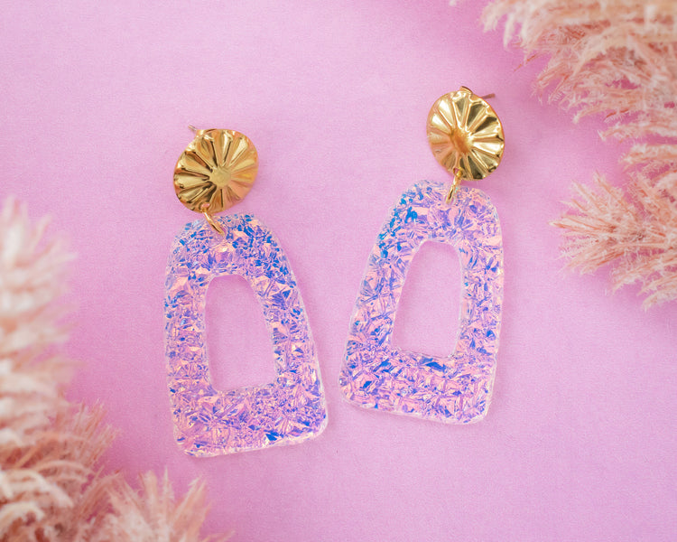 Textured Holographic Geometric Earrings