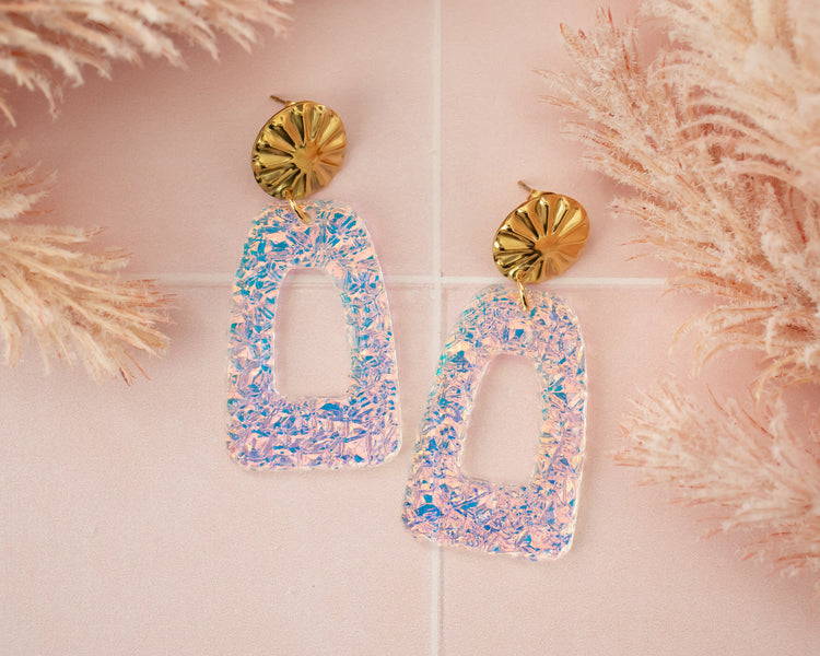Textured Holographic Geometric Earrings