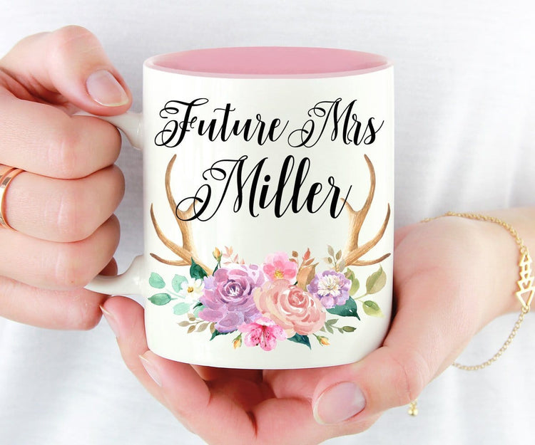 Custom Future Mrs Floral Antlers Mug Bride To Be Gift