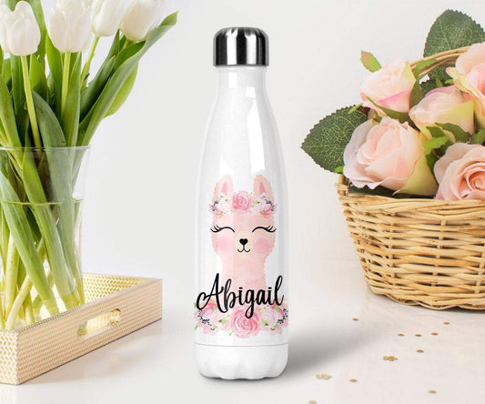 Llama Water Bottle Personalized, Girls Water Bottle