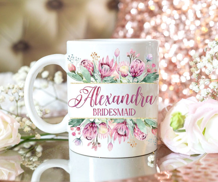 Personalized Flowers Bridesmaid Mug