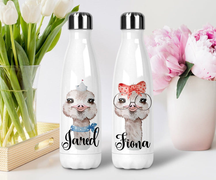Personalized Ostrich Water Bottle Couple Wedding Gift