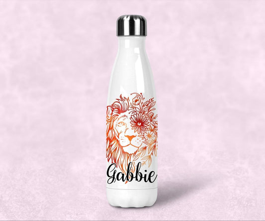 Lion Personalized Steel Water Bottle With Lid