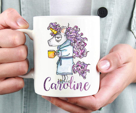 Funny Tired Unicorn Personalized Mug
