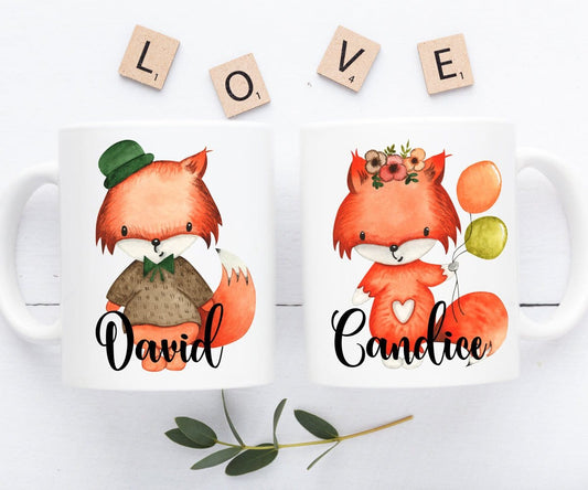 Fox Mugs Personalized Couple Gift Set