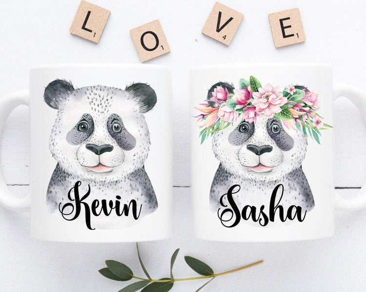 Panda Mugs Personalized Couple Coffee Mug Set