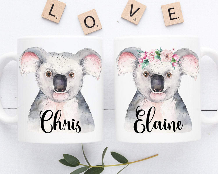 Koala Mugs Personalized Couple Coffee Mug Set
