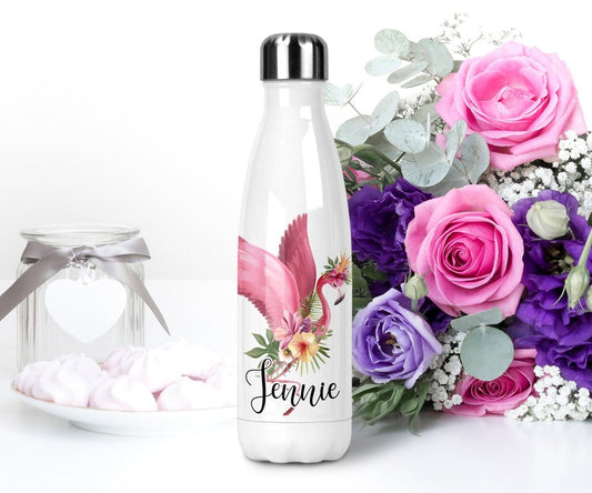 Personalized Flamingo Beach Water Bottle