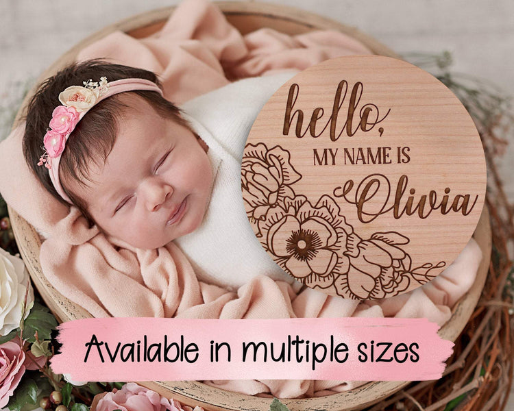 Hello My Name Is Floral Baby Name Birth Announcement Sign